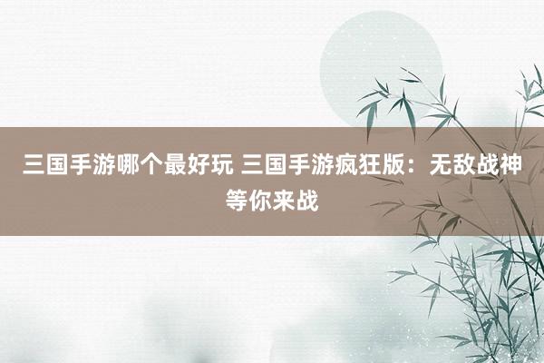三国手游哪个最好玩 三国手游疯狂版：无敌战神等你来战